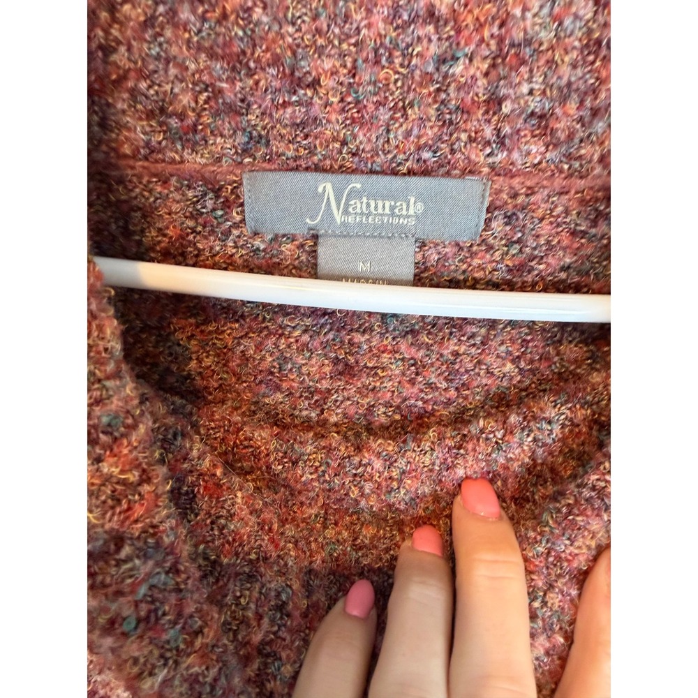 Naturals Reflections Multicolor Bouclé Cowl Neck Pullover Sweater Cozy - Picture 4 of 6